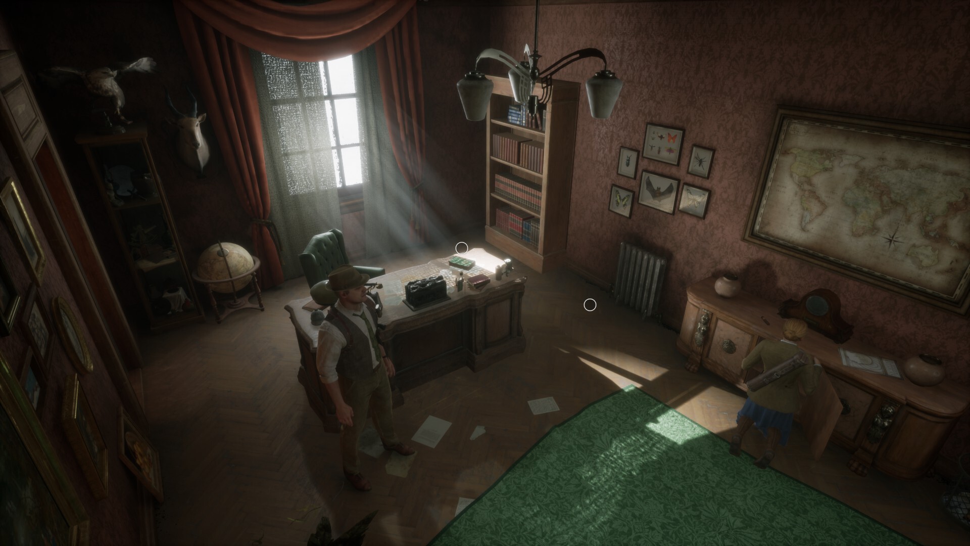 Eine bedrückend düstere Szene aus dem Derceto Manor in Alone in the Dark, wo die Schatten länger sind als die Bremsspuren eines Trucks