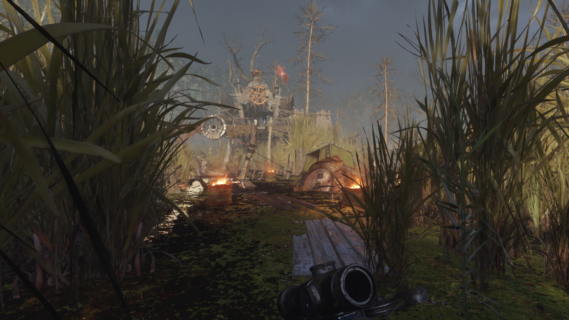 Der dunkle Eingang zur Höhle, bedrohlich und mysteriös in der Metro Exodus Welt.